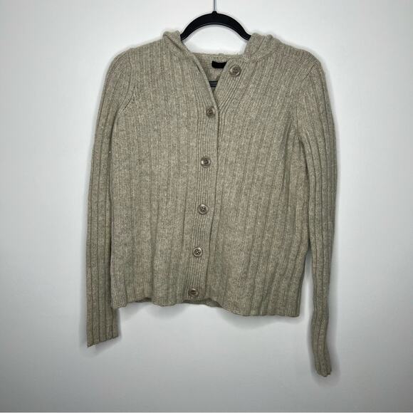 ATM Hooded Button Cardigan Sweater Hooded Beige Gray No Size - Picture 1 of 3